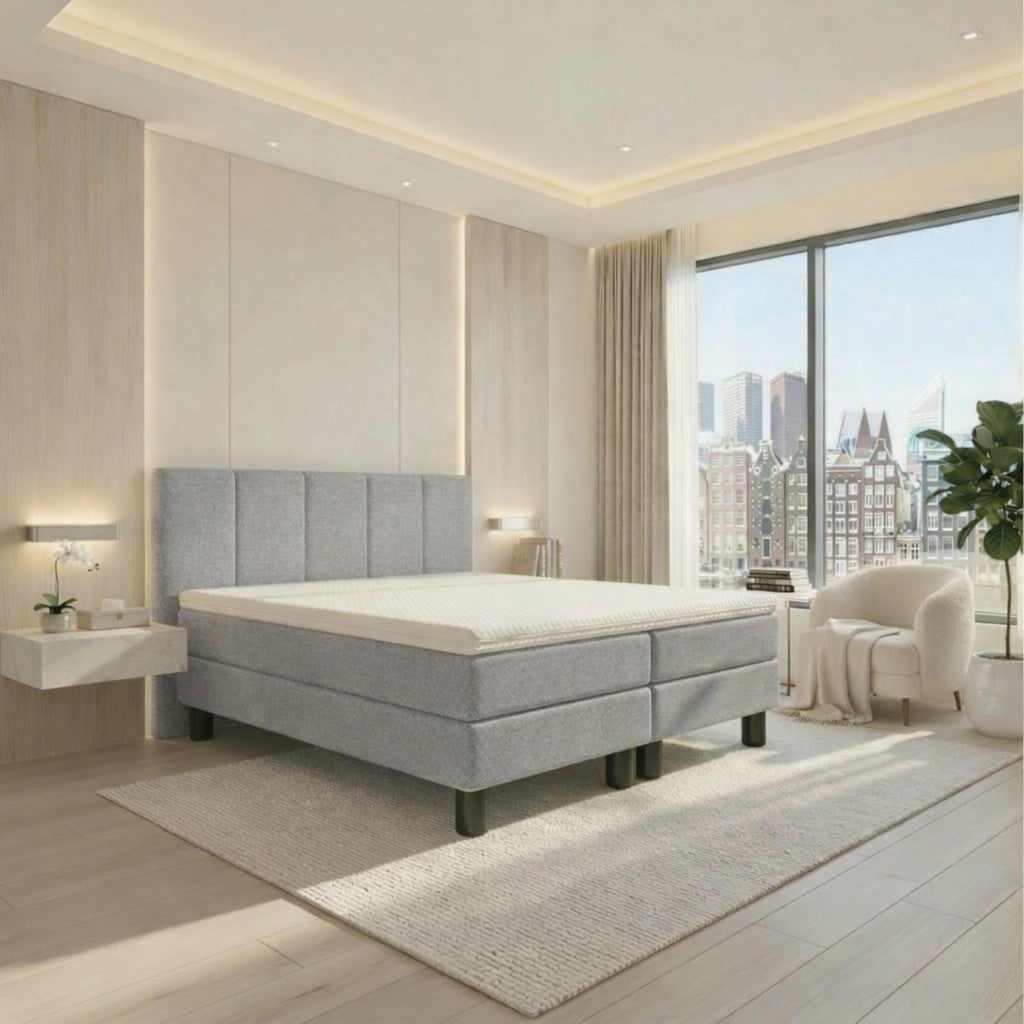 Van der Valk Luxus-Hotelbett + gepolsterte Matratze + Topper + luxuriöses Kopfteil