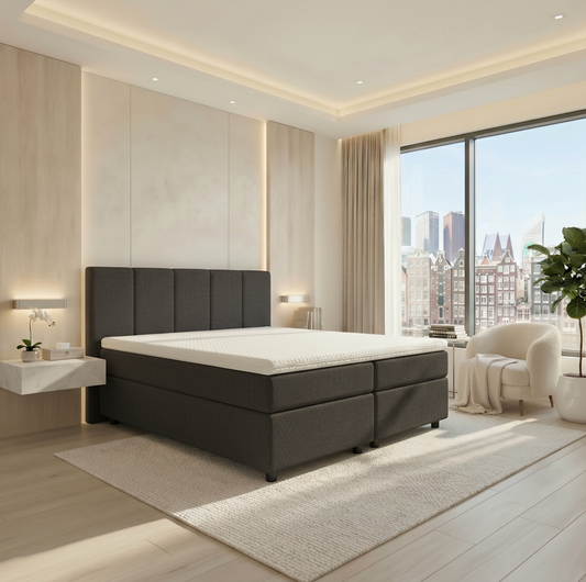 Van der Valk Luxury Hotelbed + gestoffeerd matras + topper + luxe hoofdbord